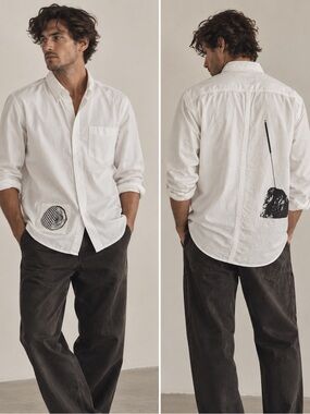 Jam Burner Oxford Los Angeles Designer Brand Sam Jayne Graphic Art to Wear Large